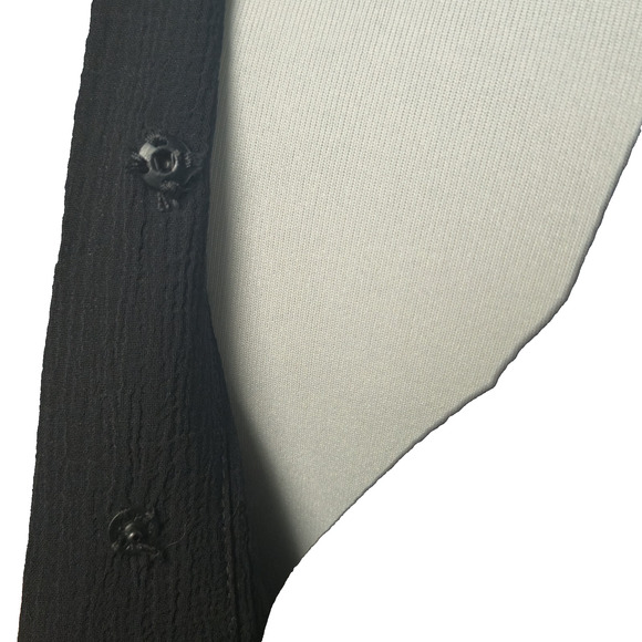 PHILOSOPHY DI LORENZO Serafini Black Sheer Faux-Wrap Ruffle Blouse Top Size 6 - Picture 5 of 7